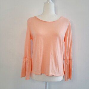 💘SO Light Salmon Pink 3/4 Bell Sleeve Top Size Medium
